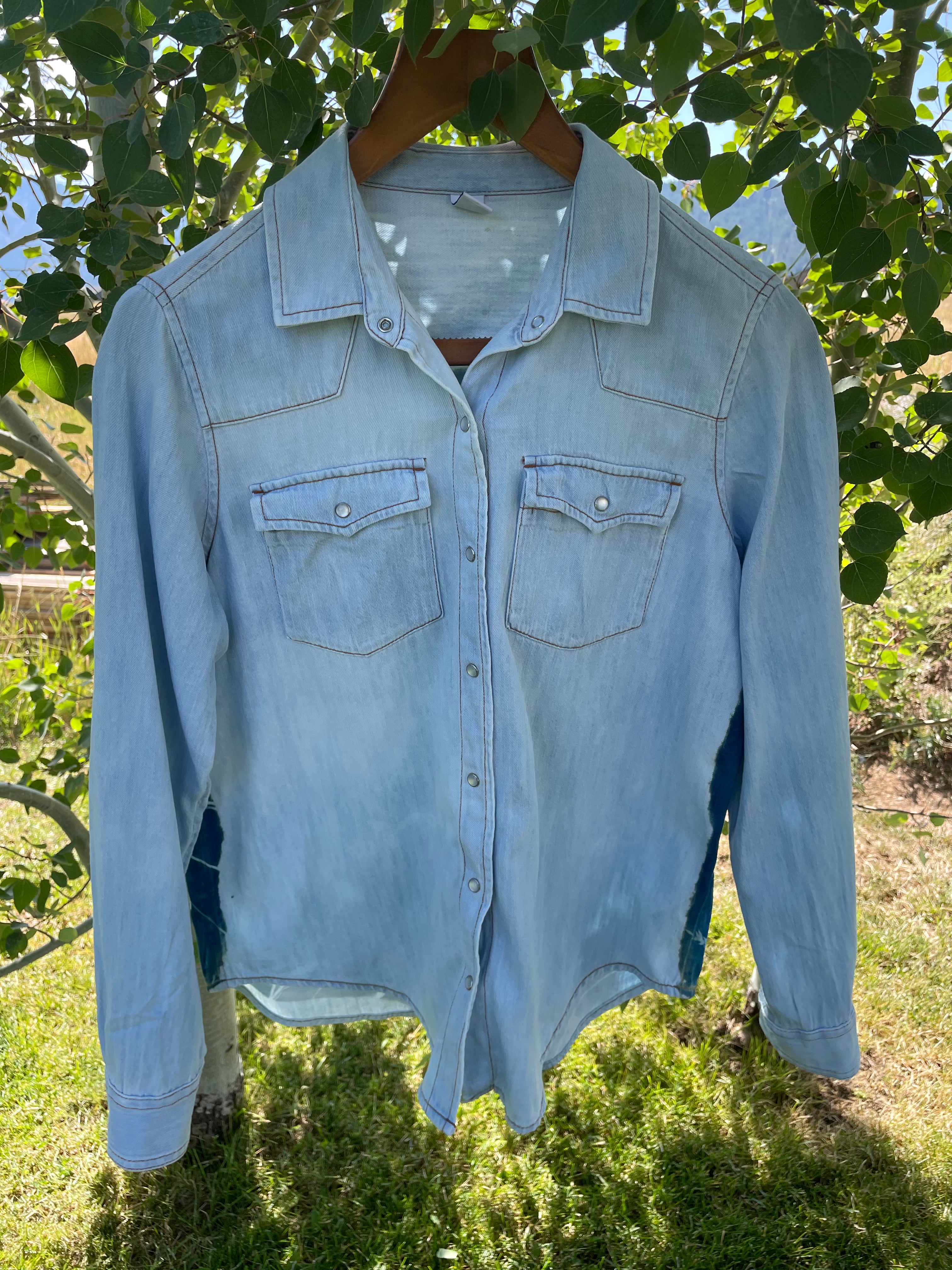 Denim Long Sleeve Button Up: medium